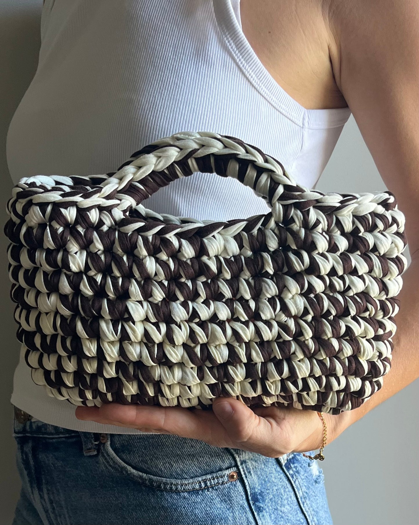 BASKET BAG BROWN & CREAM