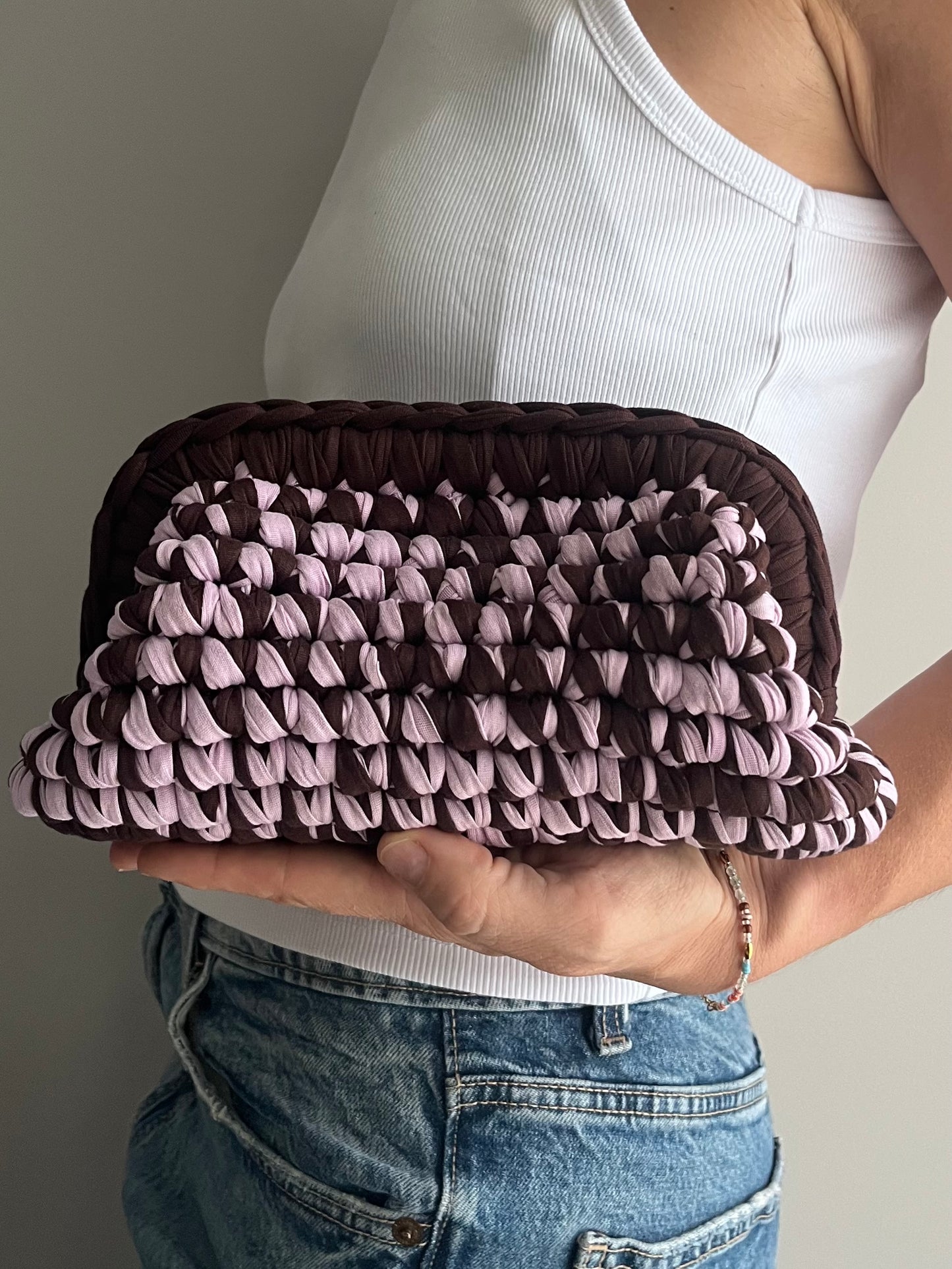 CLUTCH BAG BROWN-LILAC
