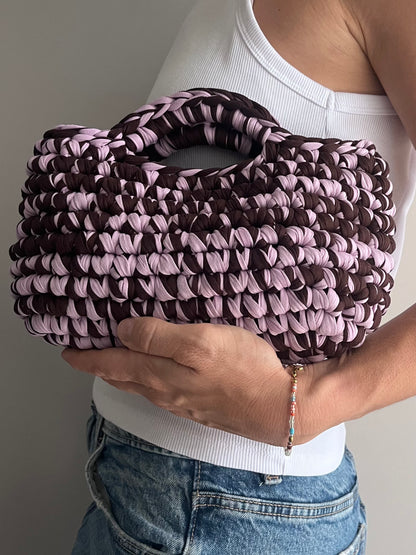 BASKET BAG BROWN-LILAC