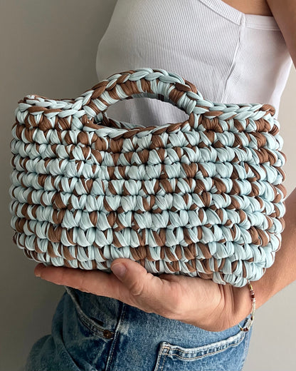 BASKET BAG CAMEL-AQUA