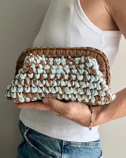 CLUTCH BAG CAMEL-BLUE