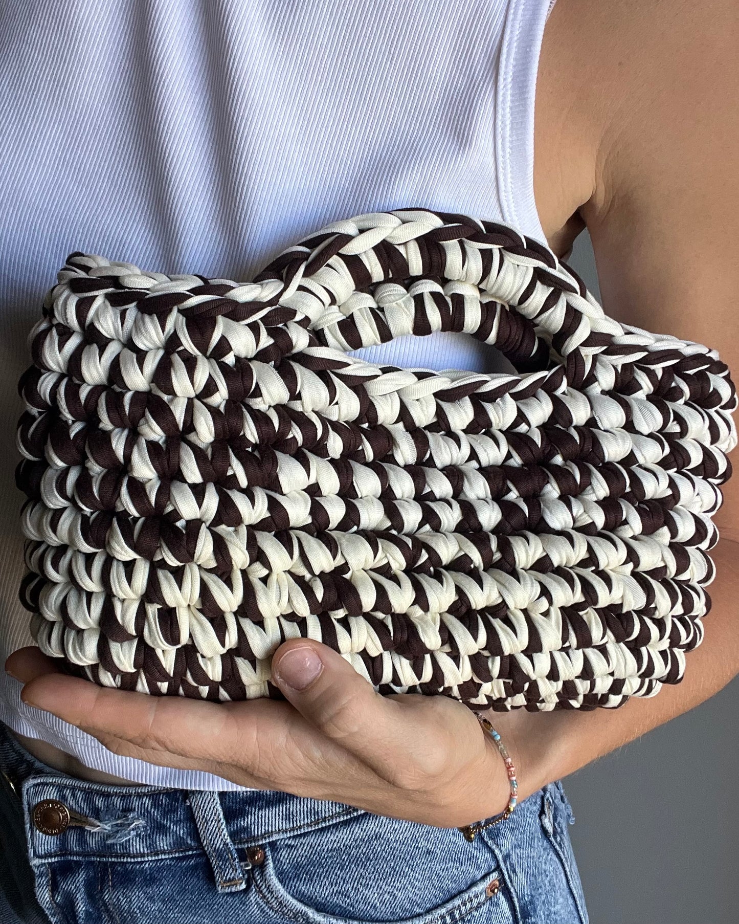 BASKET BAG BROWN & CREAM