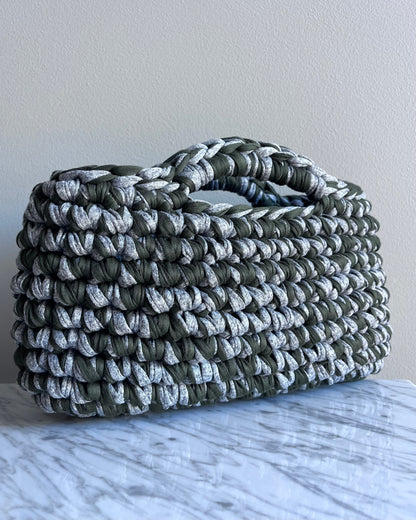 BASKET BAG STONE GREY & ARMY GREE