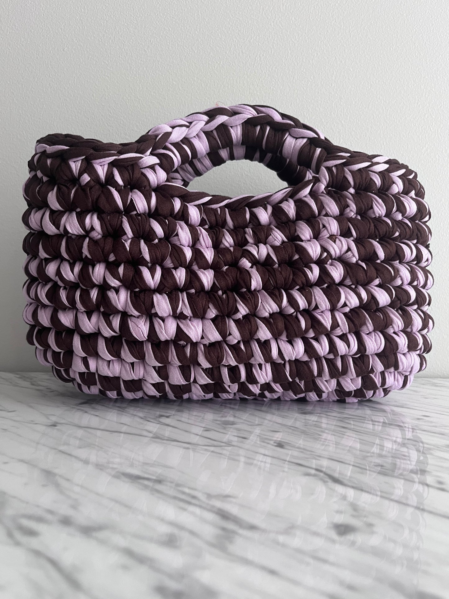 BASKET BAG BROWN-LILAC